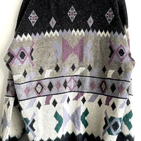 Vintage Oversized Slouchy Boxy Wool Blend Cardigan V Neck Sweater Gray sz XL - Picture 6 of 10